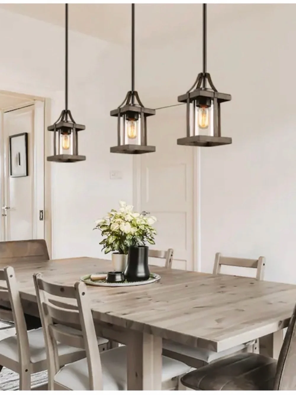 New LNC Lapps Rustic Brown Farmhouse Cage Lantern Hanging Pendant Light